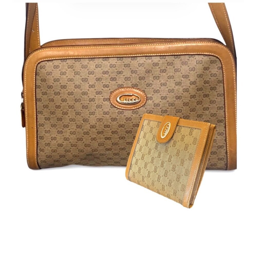 Vintage Gucci Micro GG Supreme Crossbody Bag and Matching Wallet Set - Picture 1 of 14